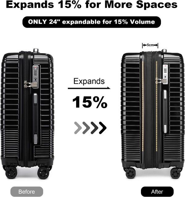 Sea choice Valise Set 4 Rigides Sets de Bagages Polycarbonate Extensible Valise de Voyage Cabine à 4 roulettes avec Serrure TSA Fermeture éclair YKK 55/67/76cm