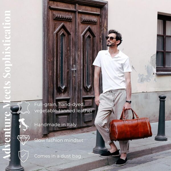 Sac de Voyage en Cuir Sac de Week-End Gym Grand Sac de Voyage - Time Resistance