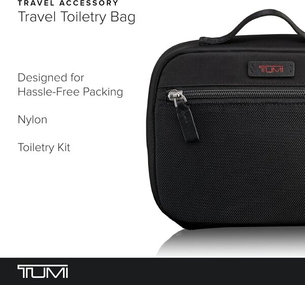 TUMI - Trousse de Toilette de Voyage pour Homme et Femme., Noir, L, Grande Poche pour Accessoires