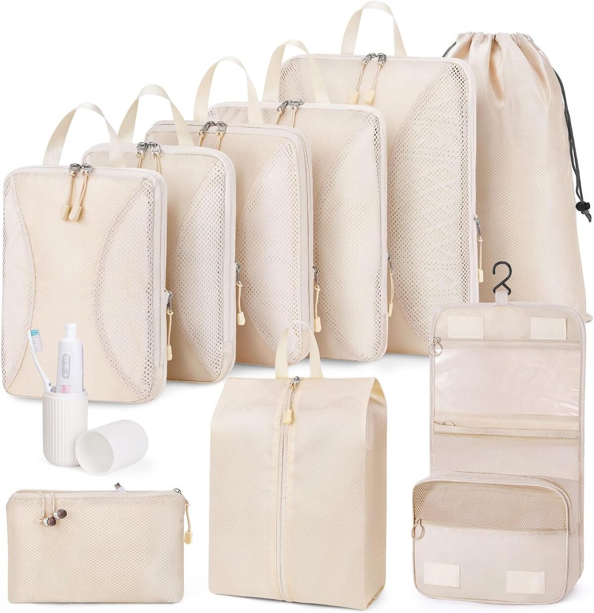 Test : organiseurs d'emballage compressibles beiges