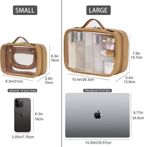 Veki Étanche Portable Trousse de Toilette Grande Capacité, Transparent Trousse Maquillage, Imperméable Sac Cosmétique Organisateur de Voyage pour Femmes et Filles