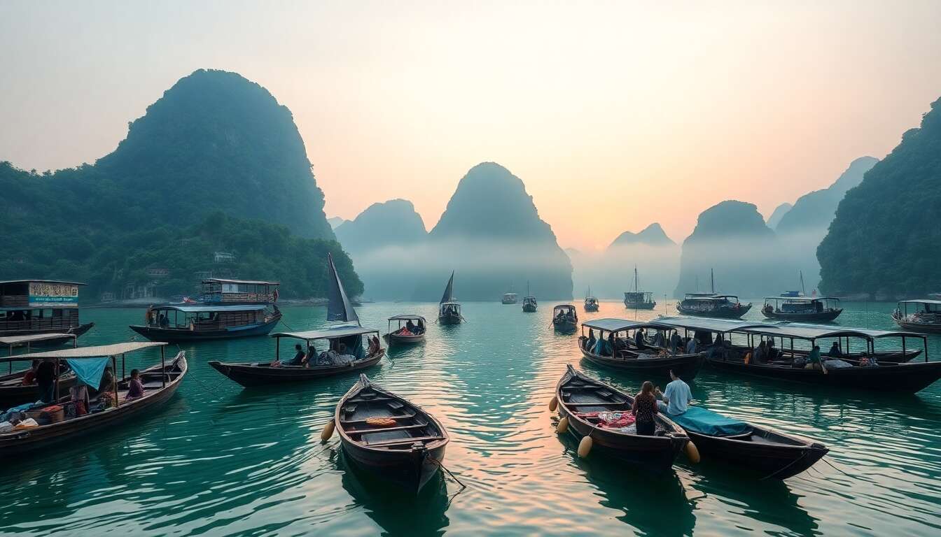 Découverte des villages flottants dans la baie d'along Découverte des villages flottants dans la baie d'along