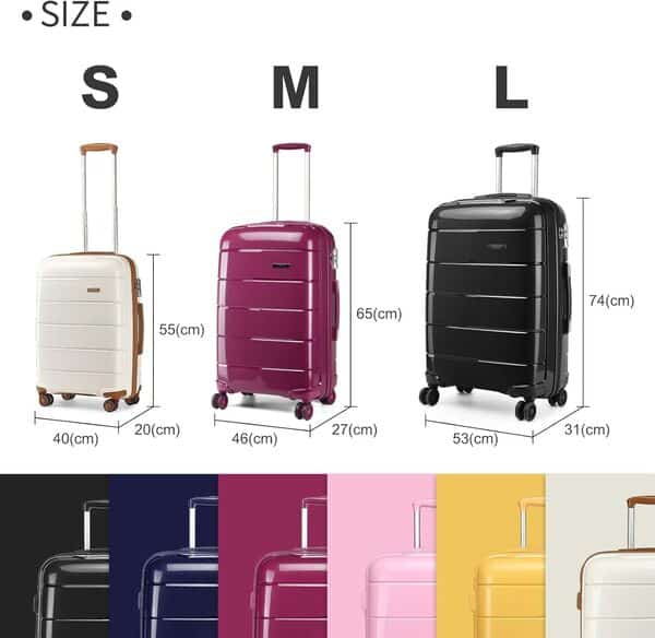 Kono Set de 3 Valises Rigide en Polypropylène Ensemble de Bagages Léger 4 roulettes avec Serrure TSA(Bleu Marine, Set of 3)