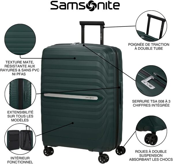 Samsonite Neo Flux - Spinner L, Valise Extensible, 75 cm, 109/121 L, Noir (Noir)