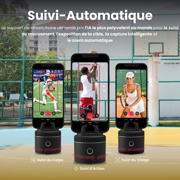 Pivo Équestre, Support de Téléphone Intelligent, Suivi Automatique des Chevaux, 6 Vitesses, Rotation à 360° pour Vidéo avec Télécommande