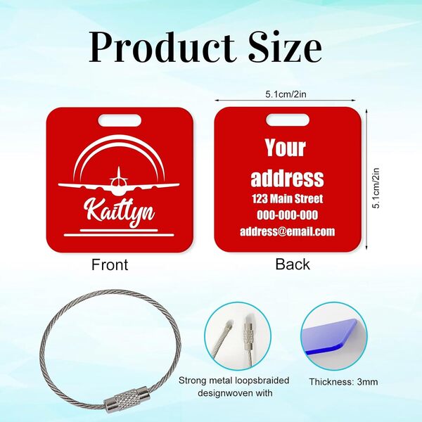 éTiquette de Bagage PersonnaliséE Pour Valise, éTiquette Nominative Personnalisée en Acrylique Avec Message Personnel, AdaptéE Aux Valises, Sacs à Dos, Valises, Sacs de Voyage, Accessoires de Voyage