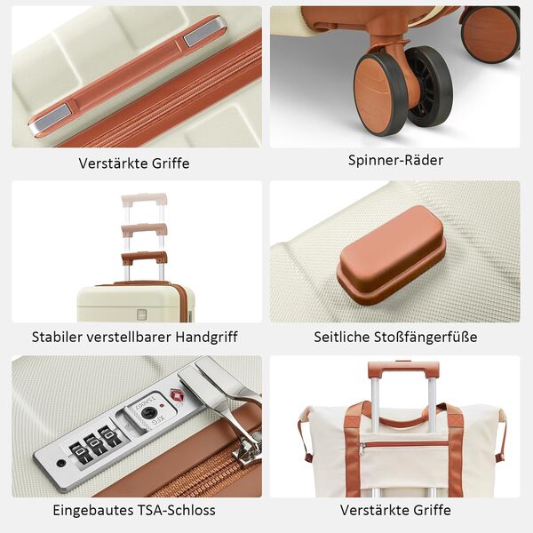 imiomo Set de Valises, 5 Pièces Ensemble de Valise Trolley de Voyage, Bagages Cabine à Grand Espace, Roues 360° et Serrure TSA, Inclus 1 Trousse de Toilette et 1 Sac Imperméable