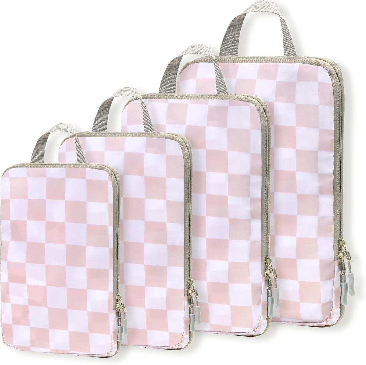 Test des cubes d'emballage WOOMADA : lot de 4 en damier rose pour voyages organisés
