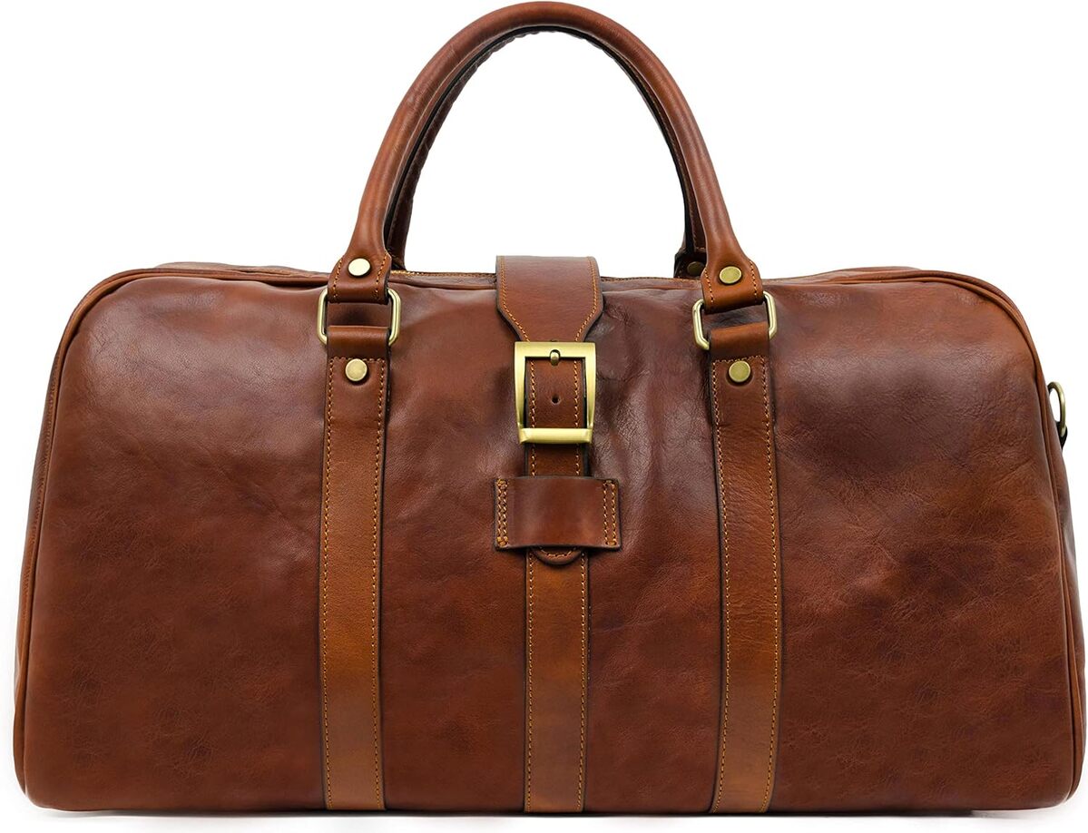 Test du sac de voyage Time Resistance en cuir véritable (Cognac)