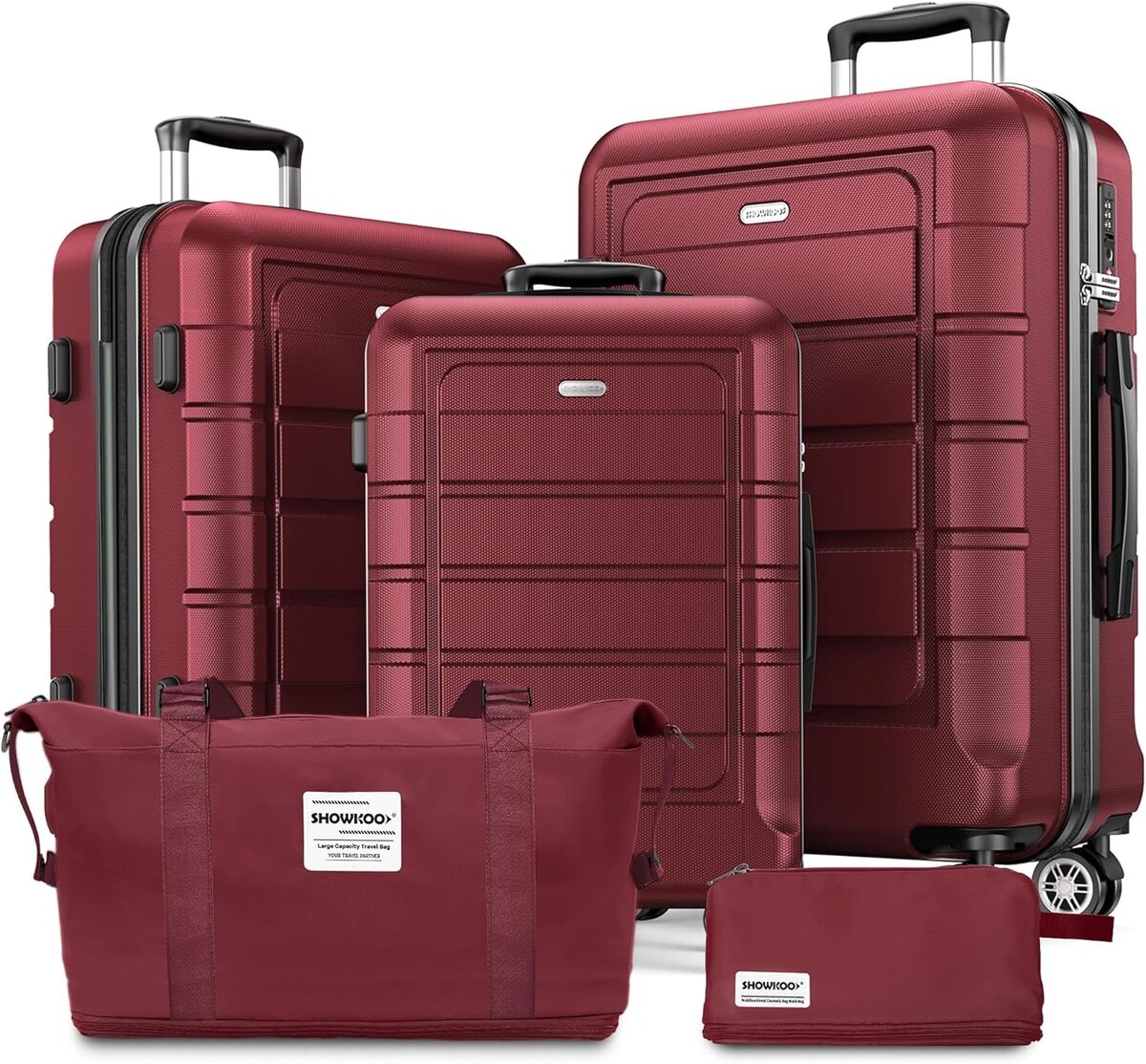 Test : set de valises rigides SHOWKOO pour un voyage léger en rouge