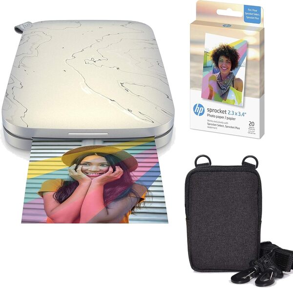 HP Sprocket Select Imprimante Photo instantanée Portable 2,3 x 3,4 Pouces & 2.3x3.4 Papier Photo Zink de qualité supérieure (20 Feuilles) Compatible avec l'imprimante Photo Portable Sprocket Select