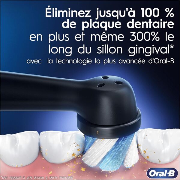 Oral-B iO 9 Brosse À Dents Électrique Noire, Un Capteur De Pression Pour Protéger Les Gencives Sensibles, Des Accessoires, 2 Brossettes De Rechange, 1 Chargeur, 1 Étui De Voyage, Emballage En Carton