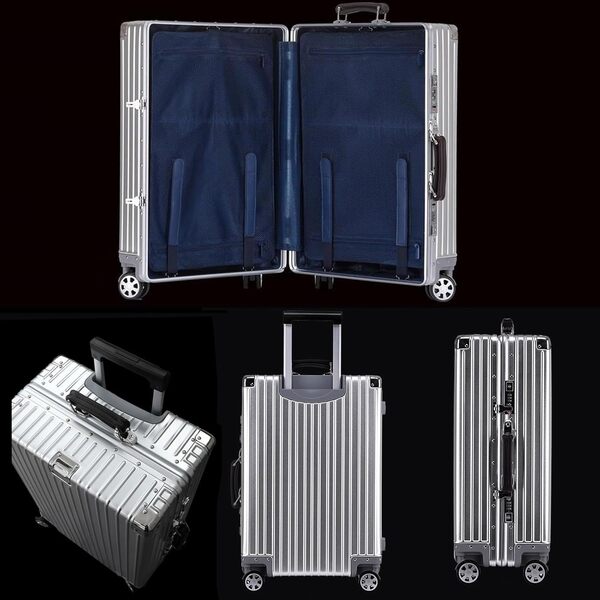 GIIYOEW Valise en Aluminium Valise à Bagages en Argent Valise à roulettes Rigide sans Fermeture éclair Valise de Voyage Rigide à roulettes,d'or,26in