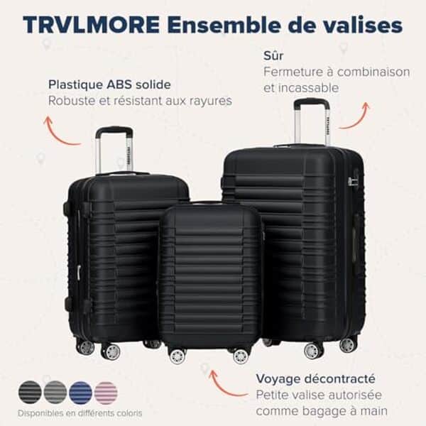 Découvrez notre avis complet sur les valises TRVLMORE à coque rigide avec 4 roulettes, idéales pour le confort et la sécurité de vos déplacements