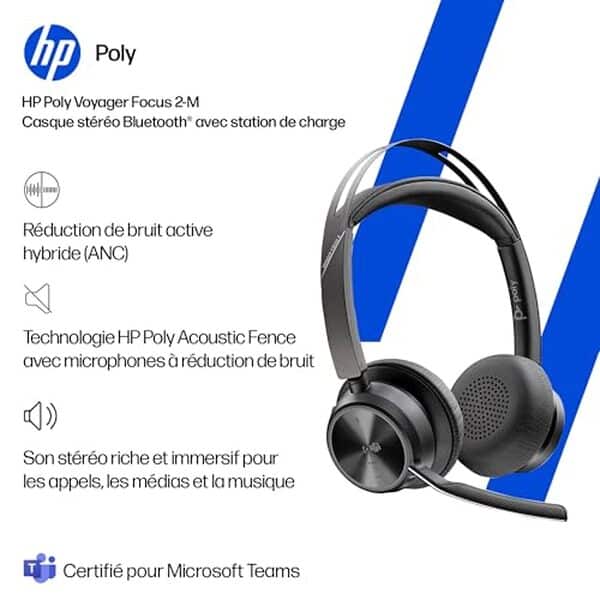 Découvrez notre analyse détaillée du casque sans fil poly voyager focus 2 UC : performance audio, confort et innovation avec support micro et recharge faciles